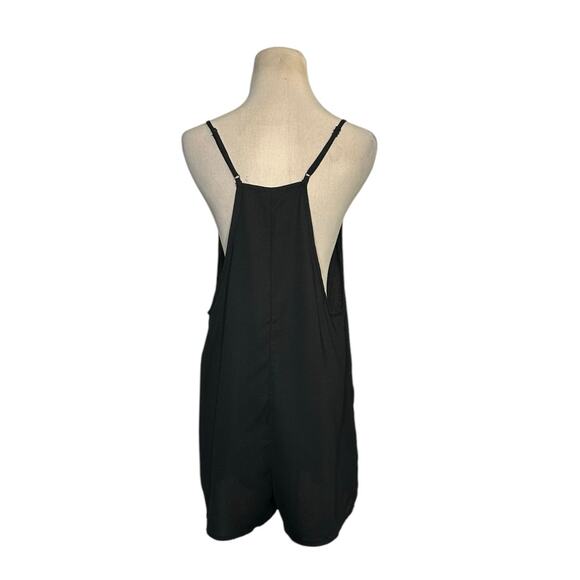 Shein Black Double Pocket Sleeveless Racerback Romper Medium - Picture 2 of 13
